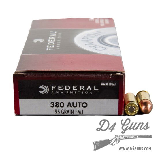 Federal Champion .380 Auto 95gr FMJ 50 Rounds 029465062606 WMAE380AP ...