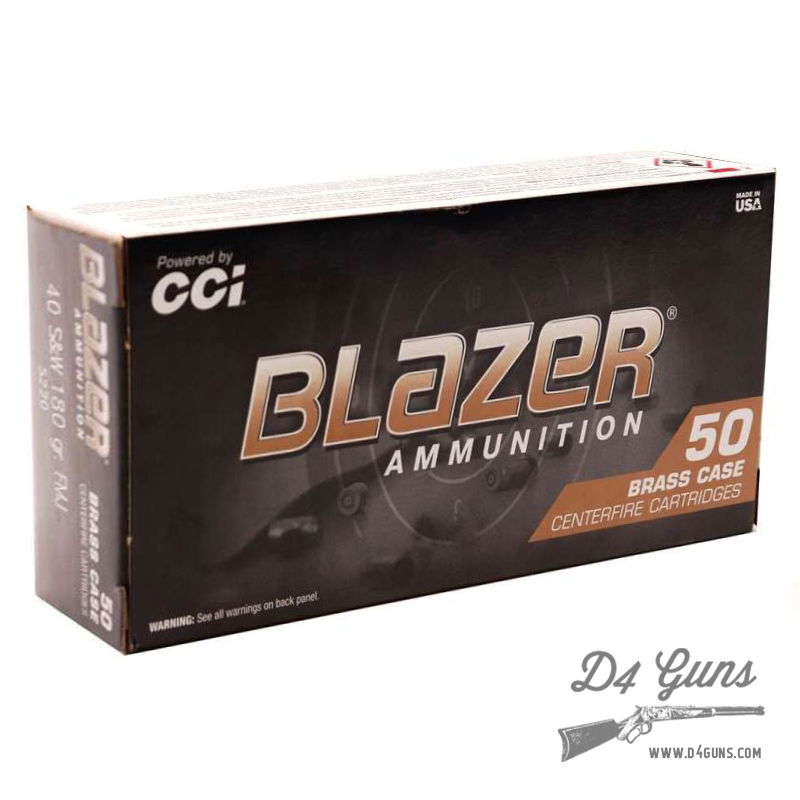 CCI Blazer Brass .40 S&W 180gr FMJ 50 Rounds 5220 076683052209 D4 Guns