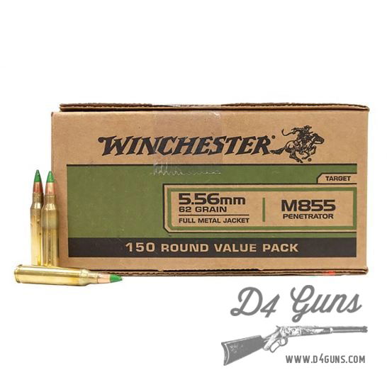 Winchester 5.56x45mm NATO 62gr FMJ 150 Rounds WM855150 020892228306 ...