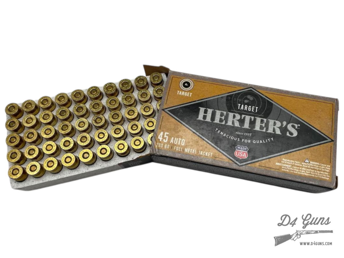 Herter's Target .45 ACP 230GR FMJ 50 Rounds HRT45A 092229217659 | D4 Guns
