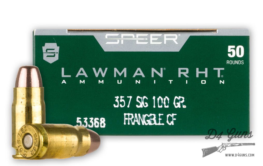 Speer Lawman RHT .357 SIG 100gr Frangible CF 50 Rounds 53368 ...
