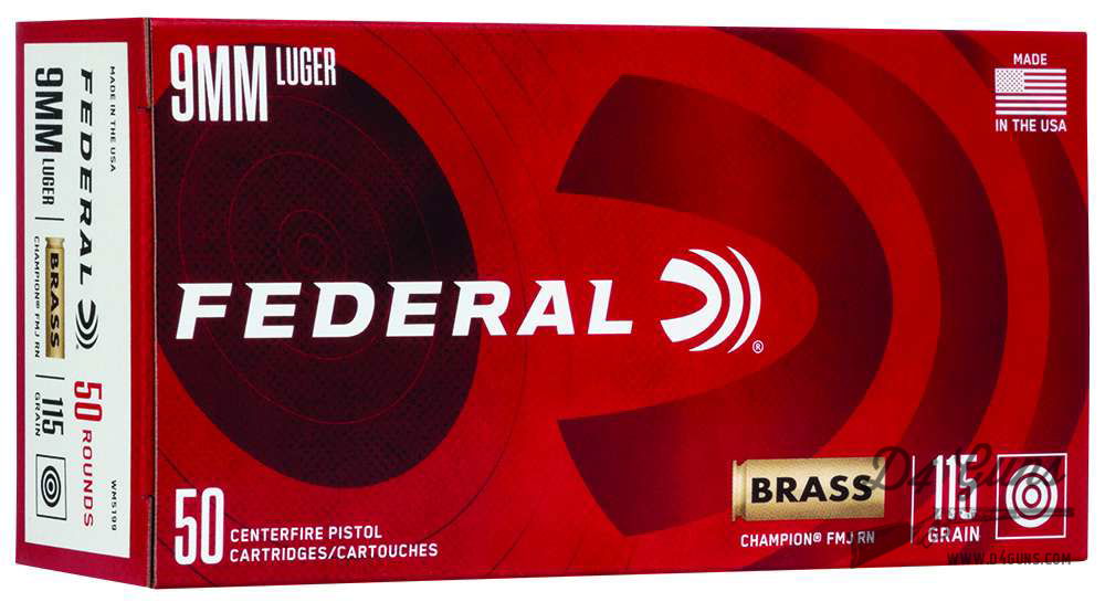 Federal Champion 9mm Luger FMJ 50 Rounds WM5199 029465060879 | D4 Guns
