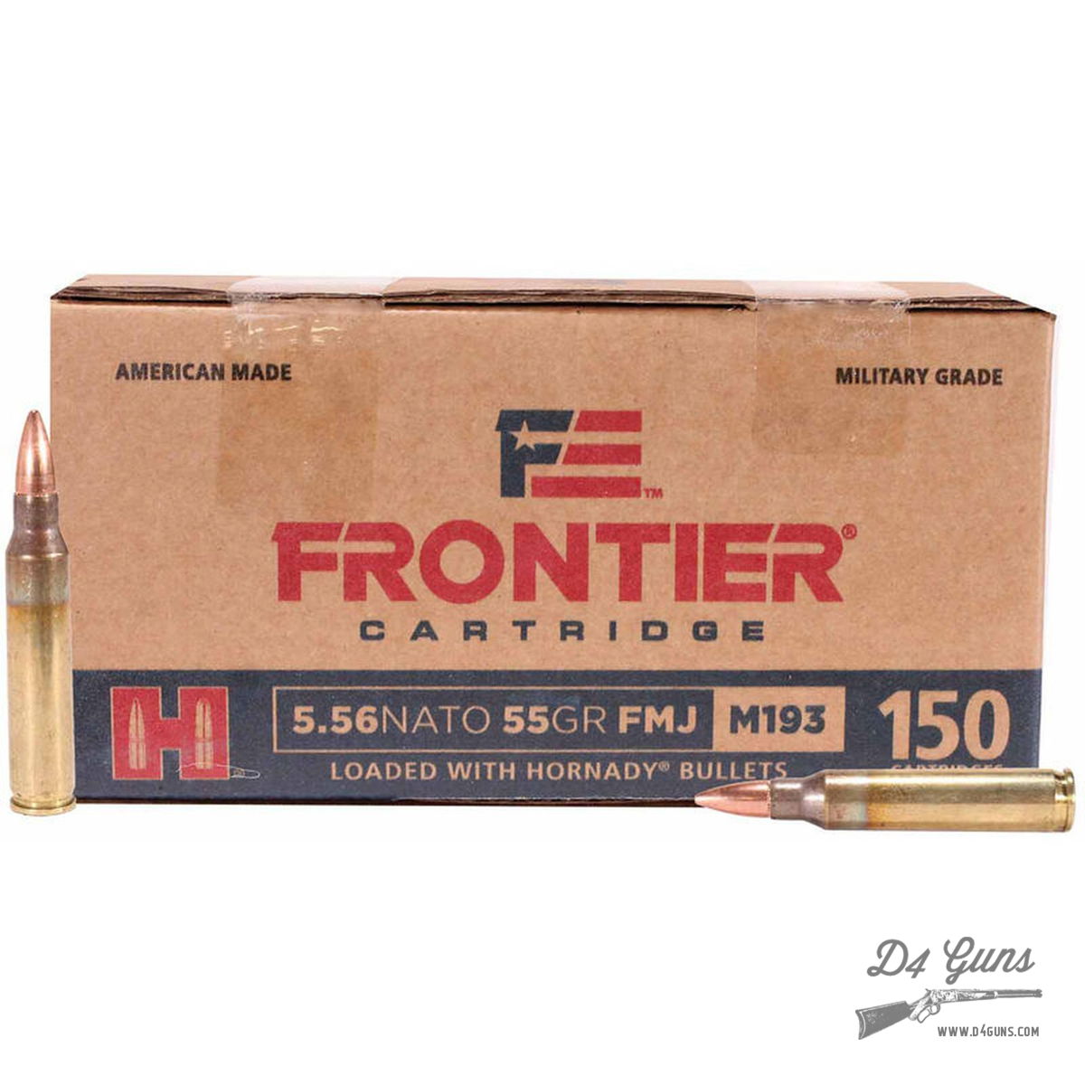 Hornady Frontier 5.56x45mm NATO 55gr FMJ 150 Rounds M193 090255711400 ...