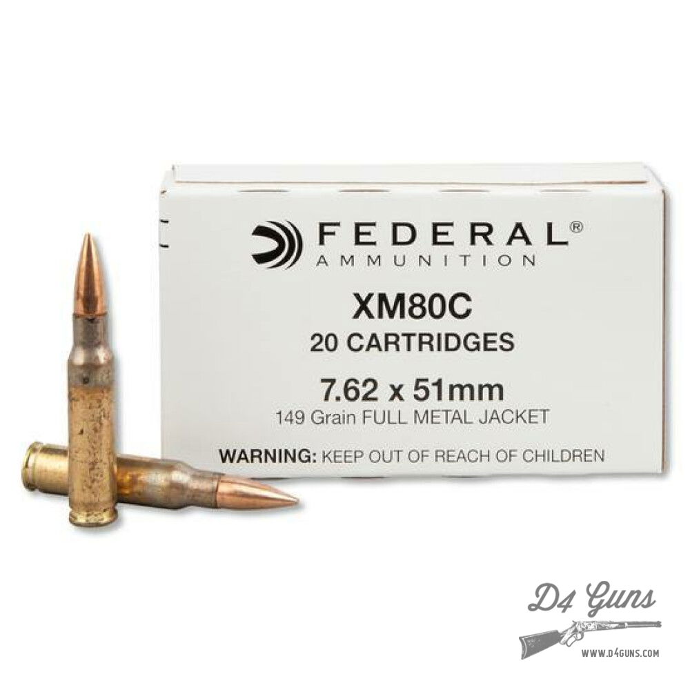 Federal XM80C 7.62x51mm NATO 149gr FMJ 20 Rounds 29465062279 | D4 Guns