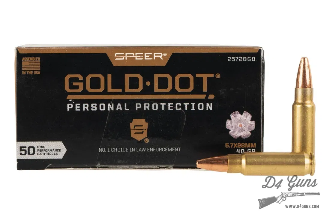 Speer Gold Dot 5.7x28mm 40gr GDHP 50 Rounds 25728GD 604544662375 | D4 Guns