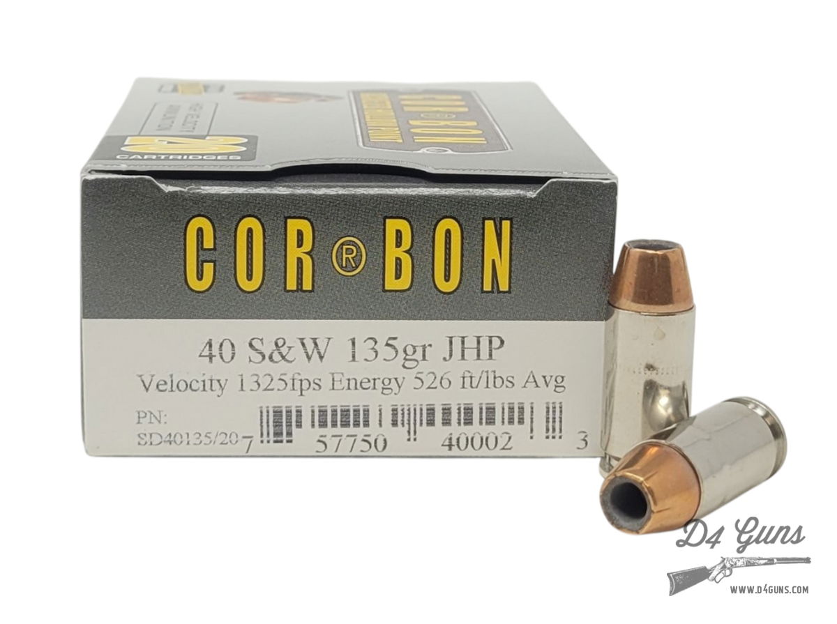 Cor-Bon .40 S&W 135gr JHP 20 Rounds SD40135/20 757750400023 | D4 Guns