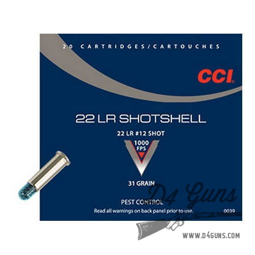 CCI Pest Control .22LR 31gr #12 Shotshell 20 Rounds 0039 076683000392 ...