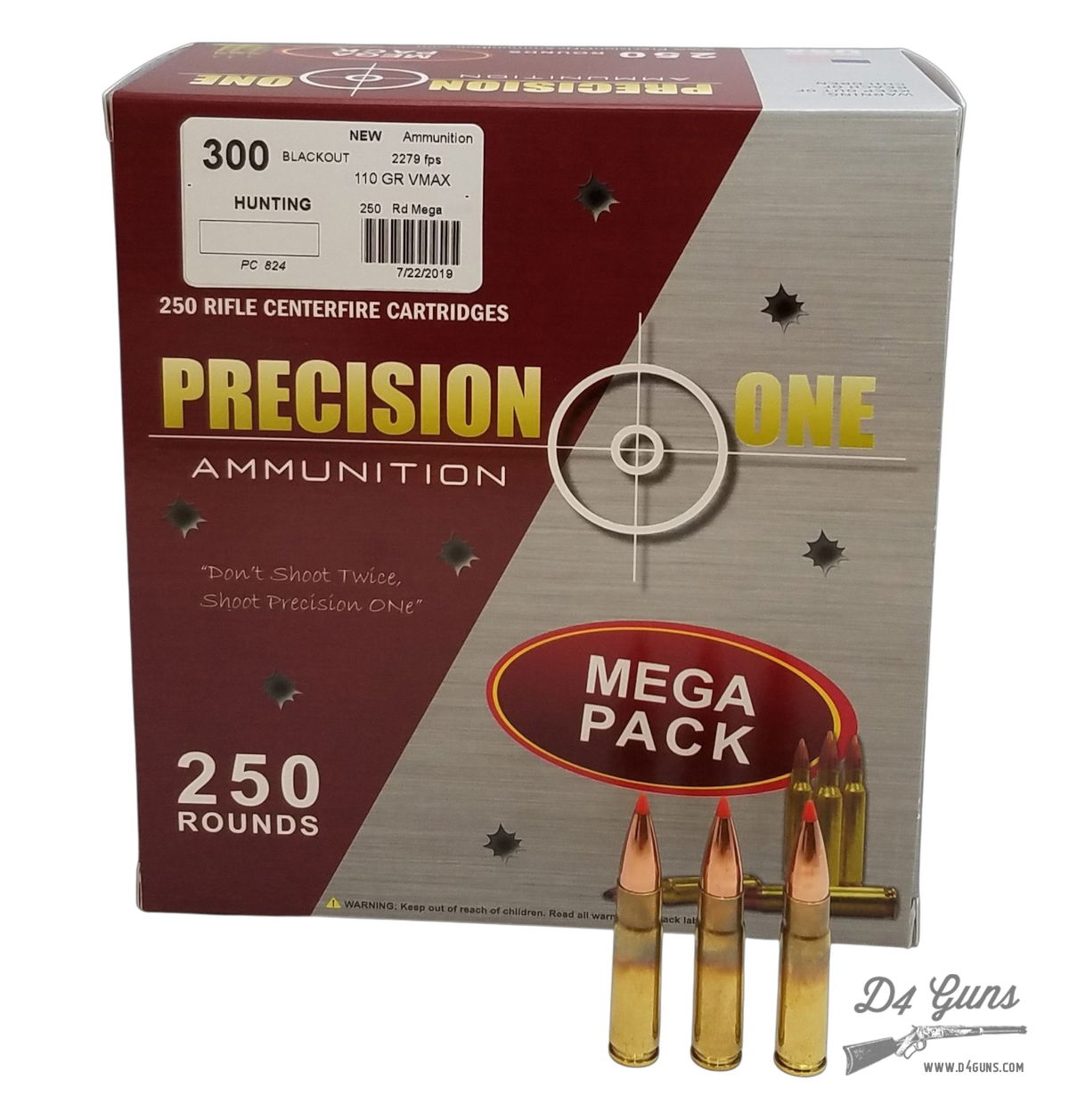 Precision One .300 AAC Blackout 110gr V-MAX 250 Rounds P1300110VMAX250 ...