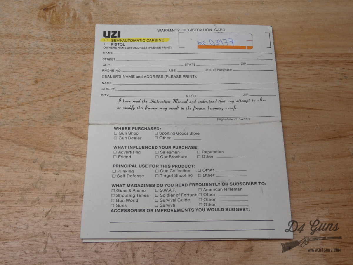 UNFIRED Action Arms IMI Uzi Mini Carbine - 9mm - XLNT w/ OG Case & MORE - C-img-42