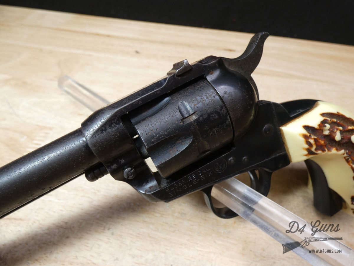 Sturm Ruger Single-Six - .22 LR - 1960 - 3 Screw - 4-Click - Stag Grips!-img-5