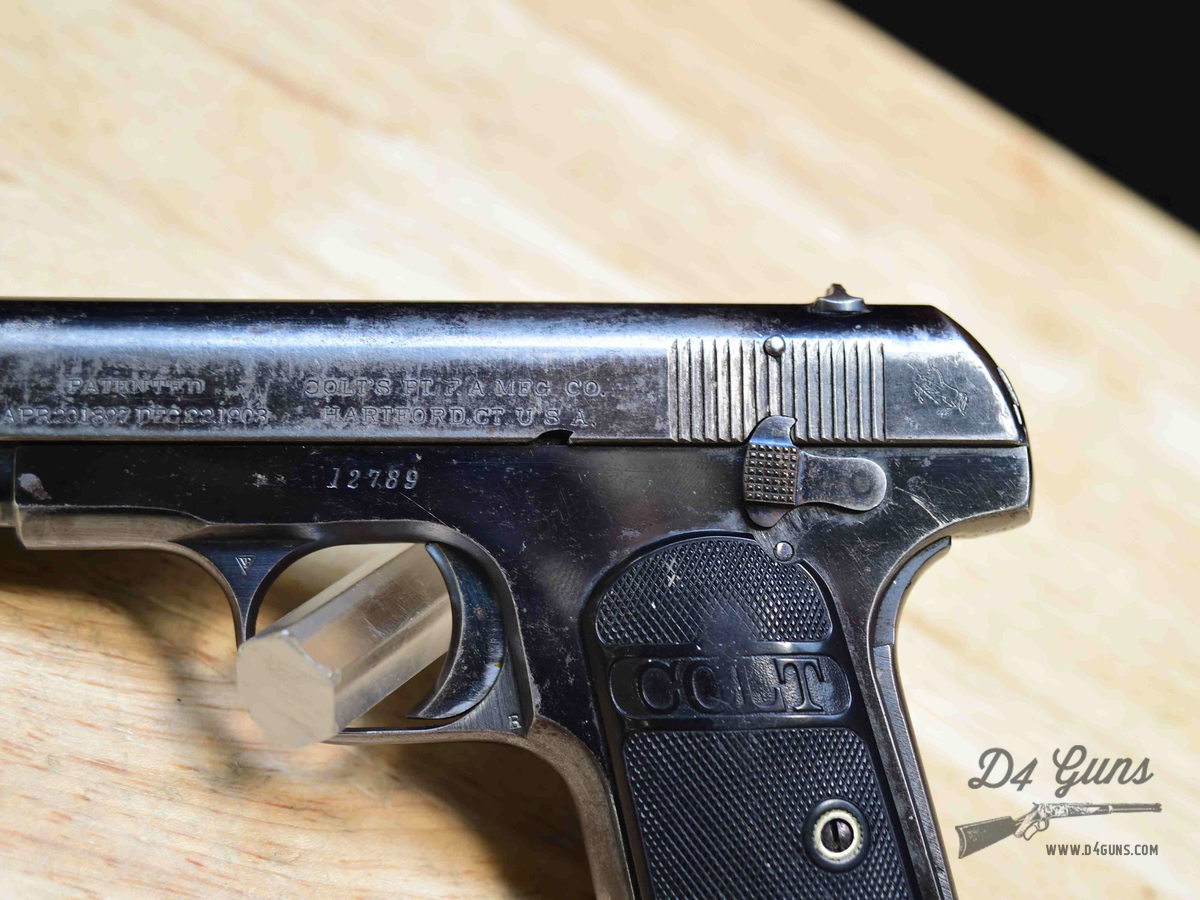 Colt Model 1908 Pocket Hammerless - .380 ACP - MFG 1913 - PD Marked! - C-img-4