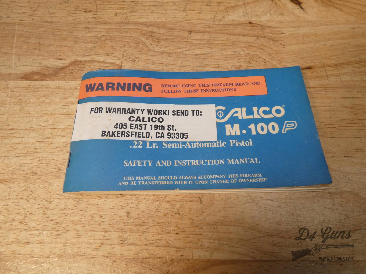 Calico M-100P - .22 LR - M100 - w/ 100 Round Drum Mag & Manual-img-20