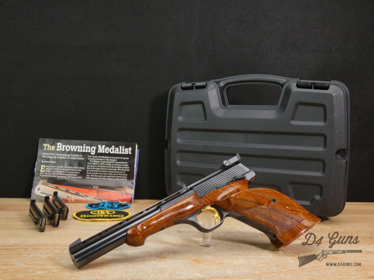 FN Browning Medalist - .22 LR - MFG 1968 - w/ Case + Mags & Patches-img-1