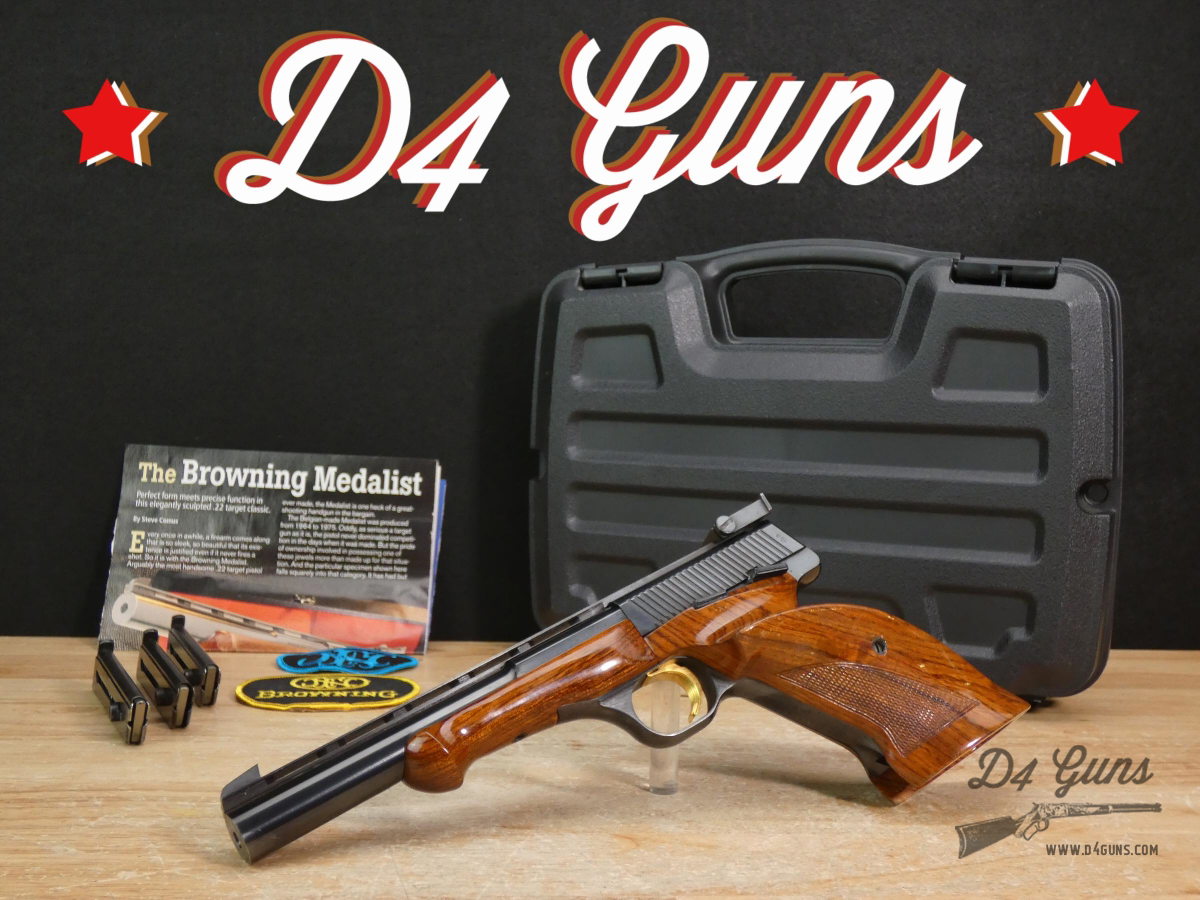 FN Browning Medalist - .22 LR - MFG 1968 - w/ Case + Mags & Patches-img-0