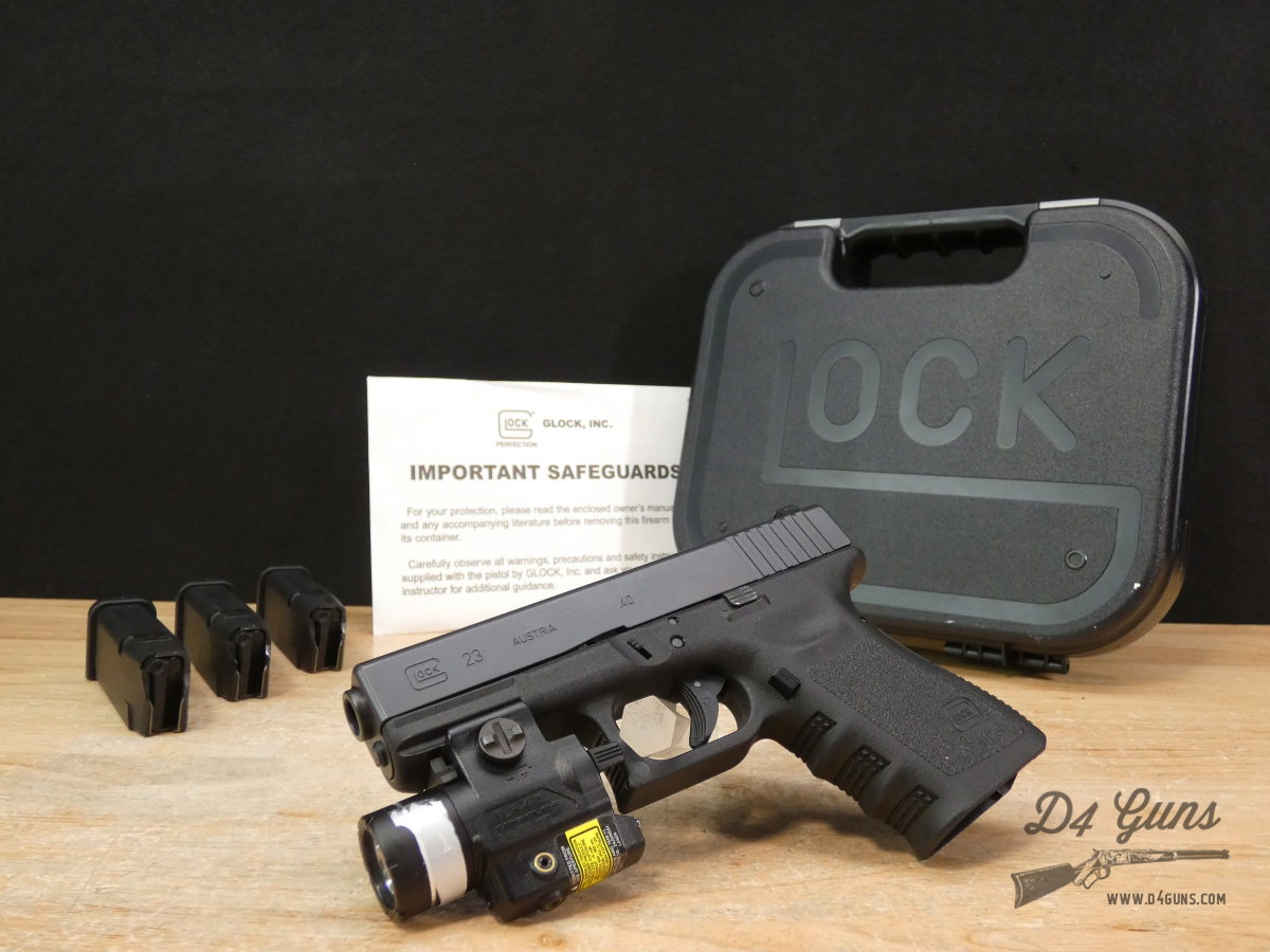 Glock 23 Gen3 - .40 S&W - G23 - EDC CCW - OG Case & 3 Mags - Streamlight-img-1