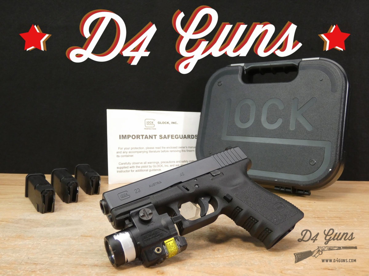 Glock 23 Gen3 - .40 S&W - G23 - EDC CCW - OG Case & 3 Mags - Streamlight-img-0