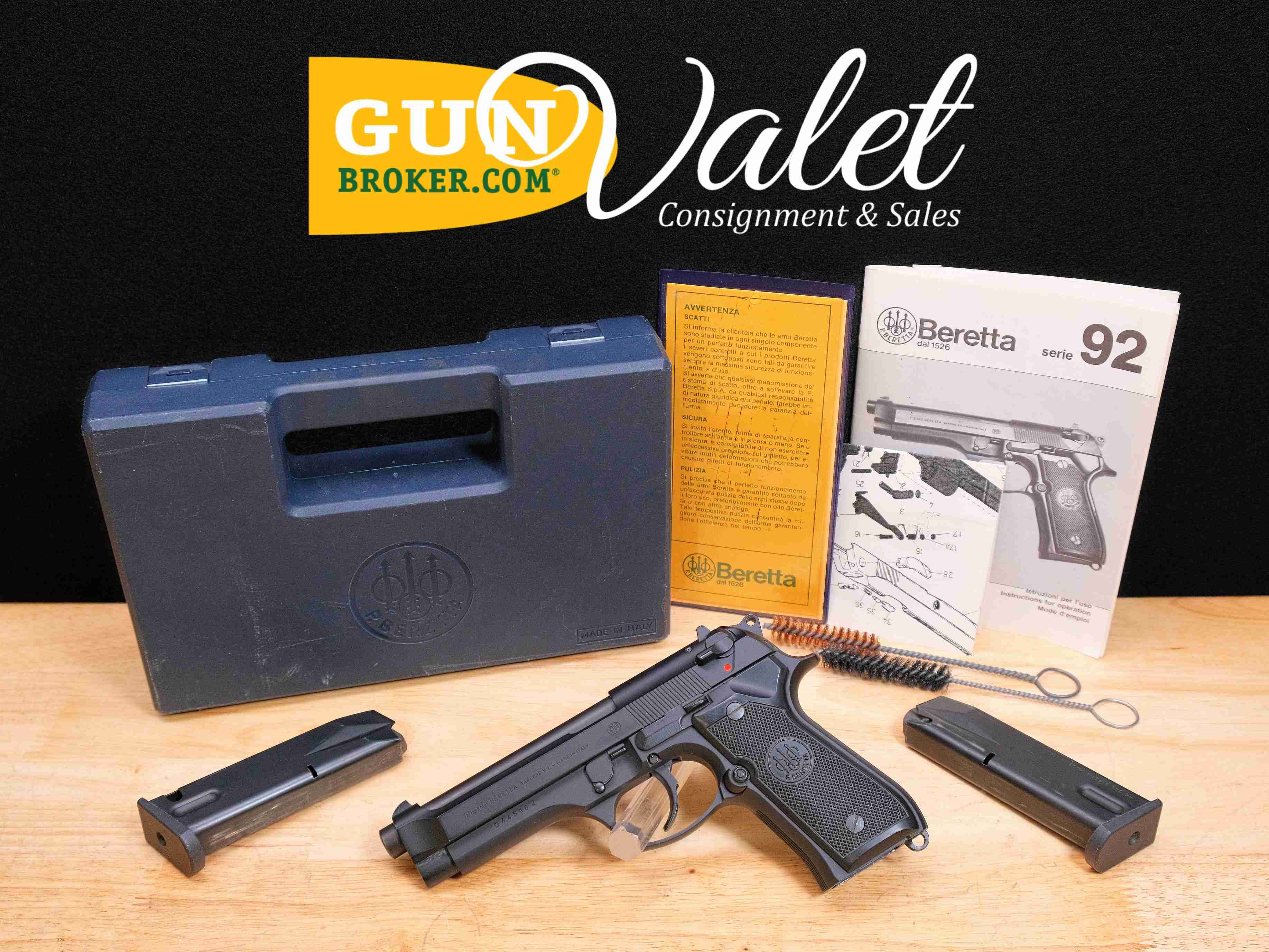 Beretta 92F - 9mm - 92 F - M9 - NICE w/ OG Case & 2 Mags - MFG 1988 - C-img-0