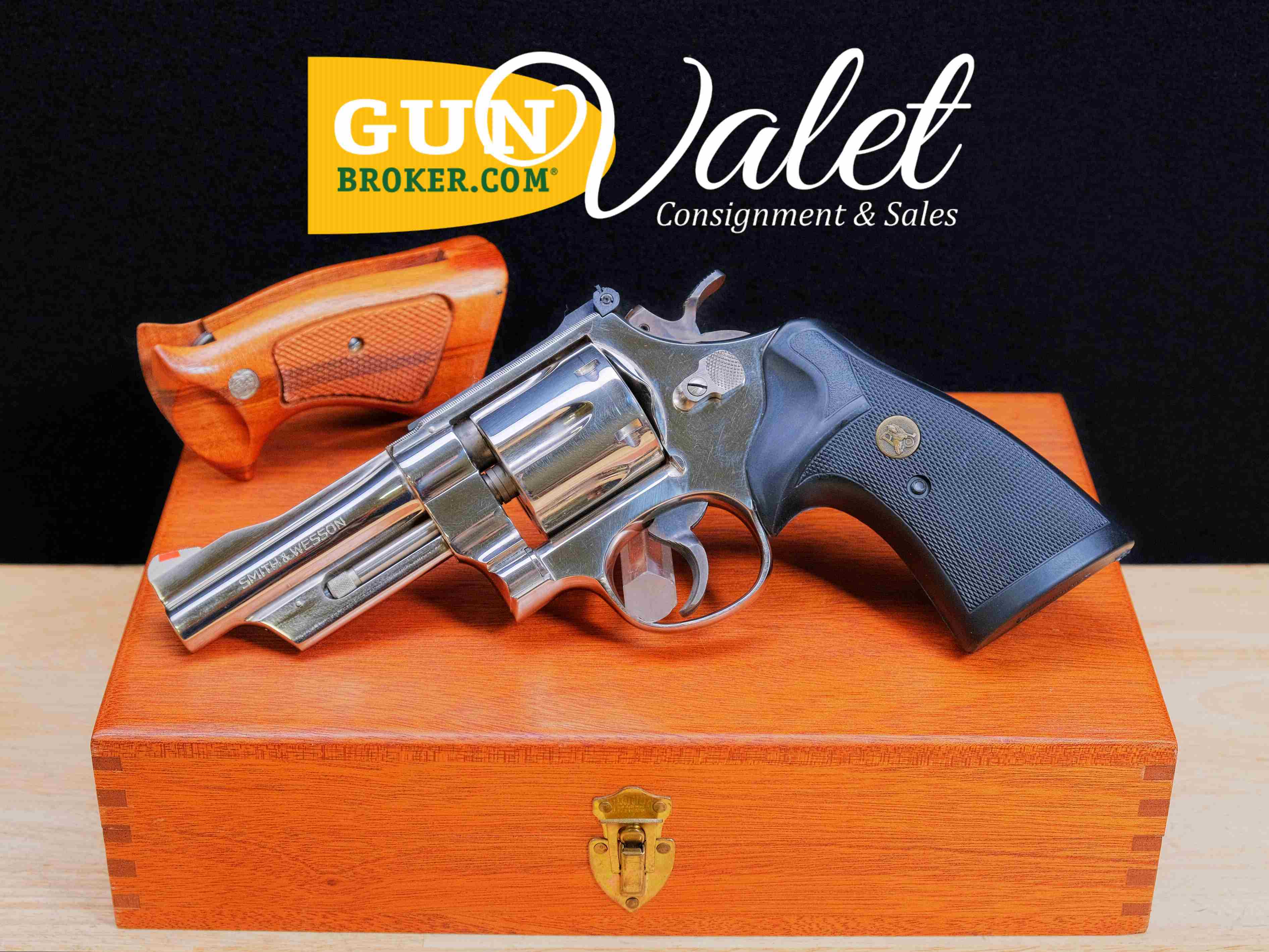 Smith & Wesson Model 27-2 Nickel - .357 Mag - S&W 27 - w/ Wood Case - C-img-0