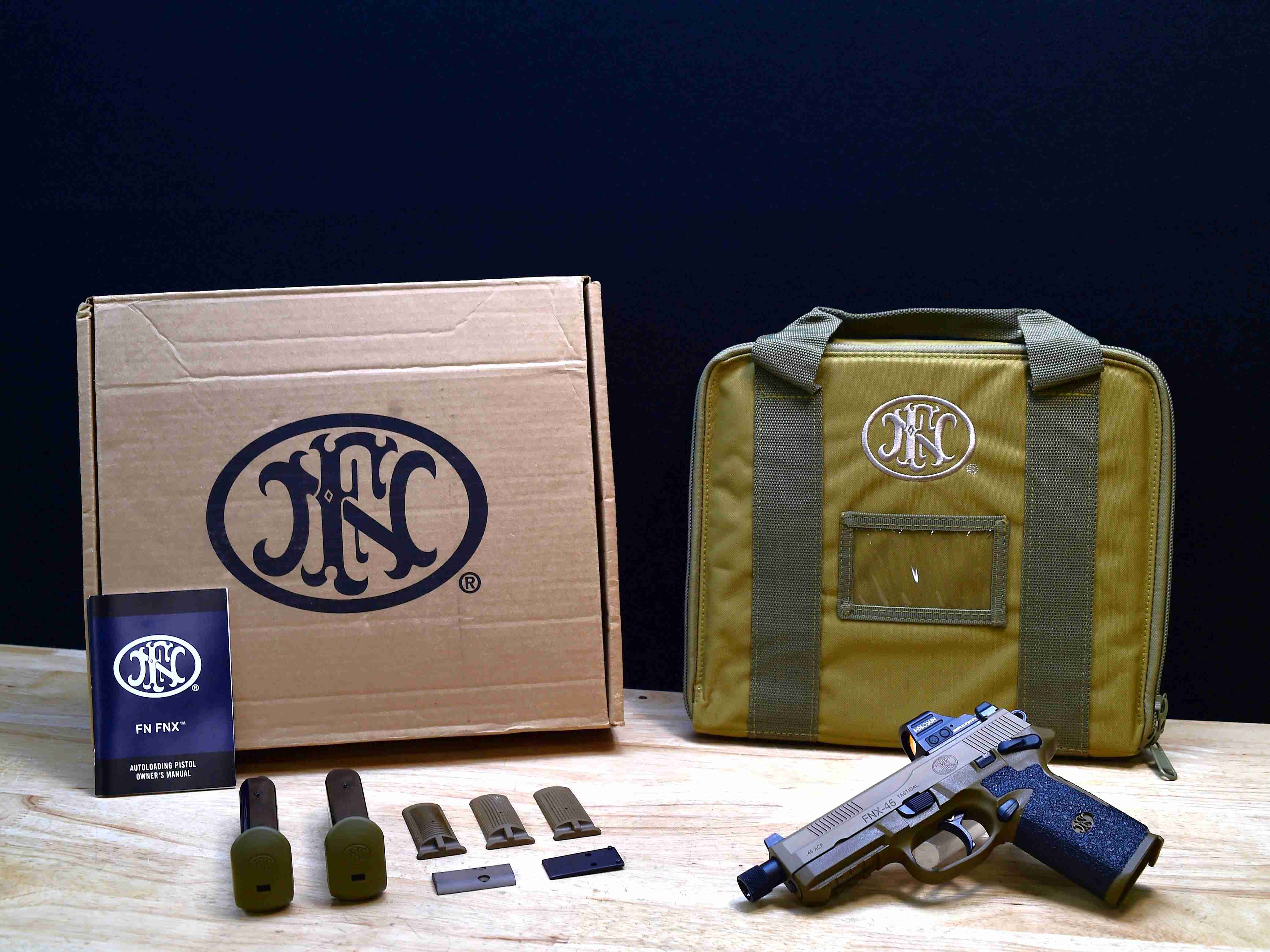 FN FNX-45 Tactical FDE - .45 ACP - Holosun 507 - Case & More - Threaded - C-img-1