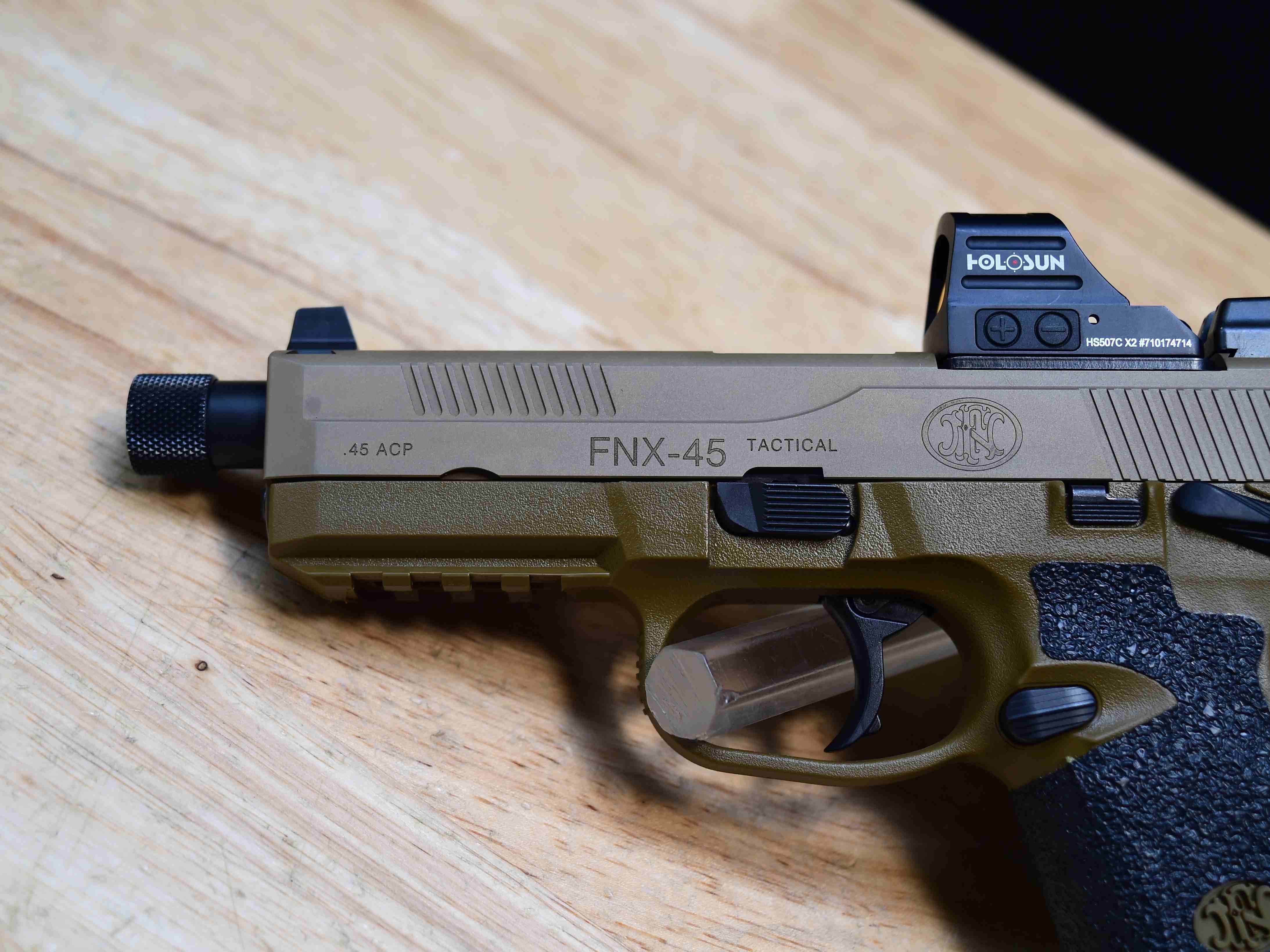FN FNX-45 Tactical FDE - .45 ACP - Holosun 507 - Case & More - Threaded - C-img-3